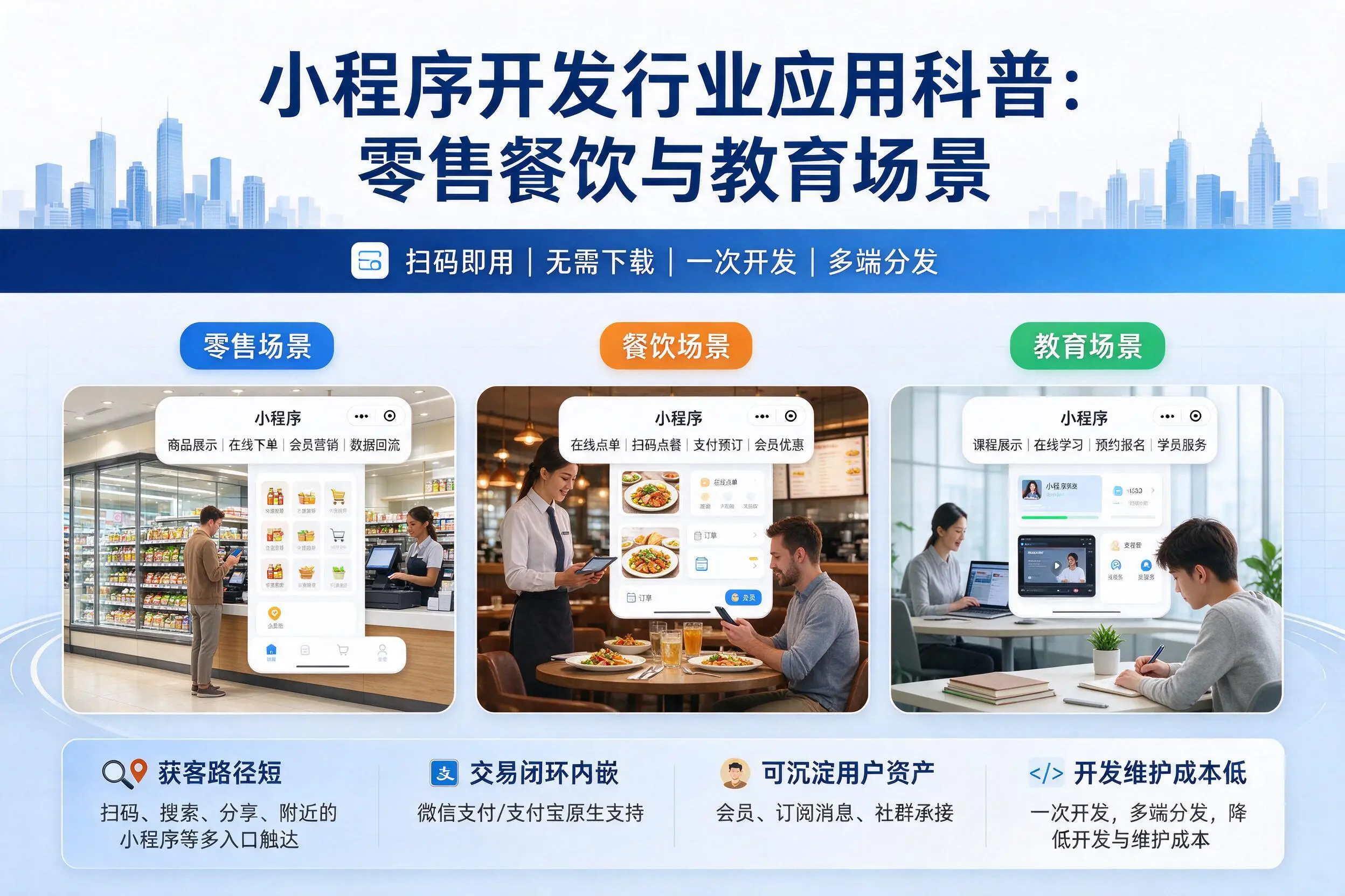 三沙小程序开发行业应用科普：零售餐饮与教育场景
