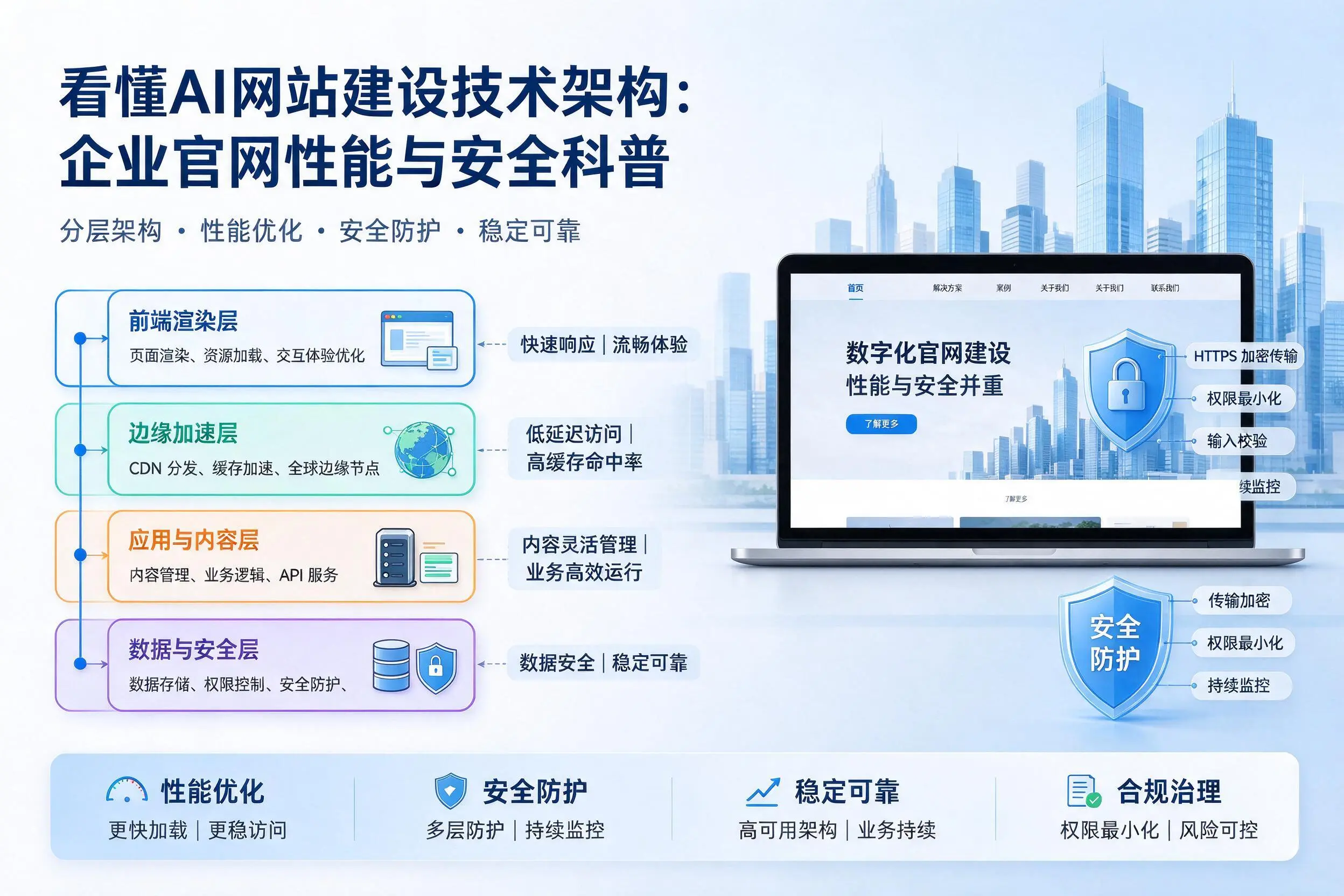 看懂AI网站建设技术架构：三沙企业官网性能与安全科普