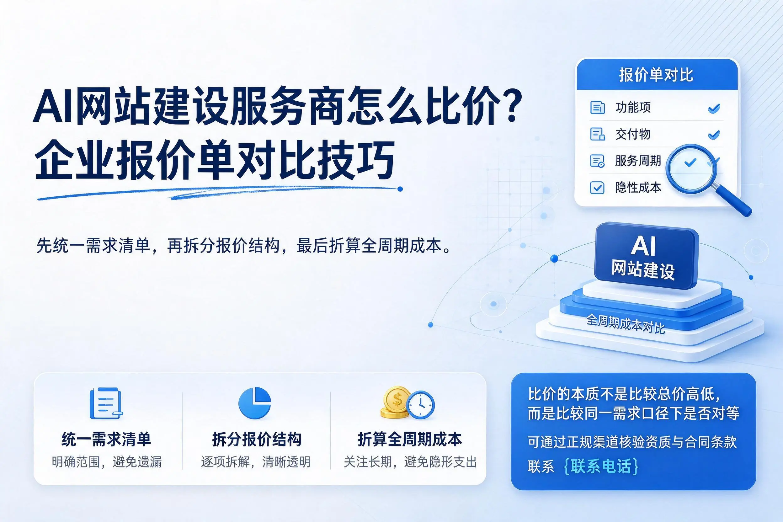 AI网站建设服务商怎么比价?三沙企业报价单对比技巧