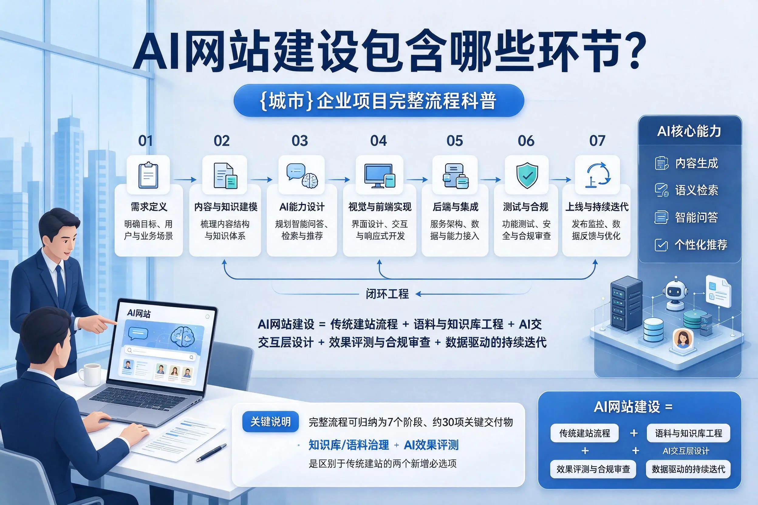 AI网站建设包含哪些环节？三沙企业项目完整流程科普