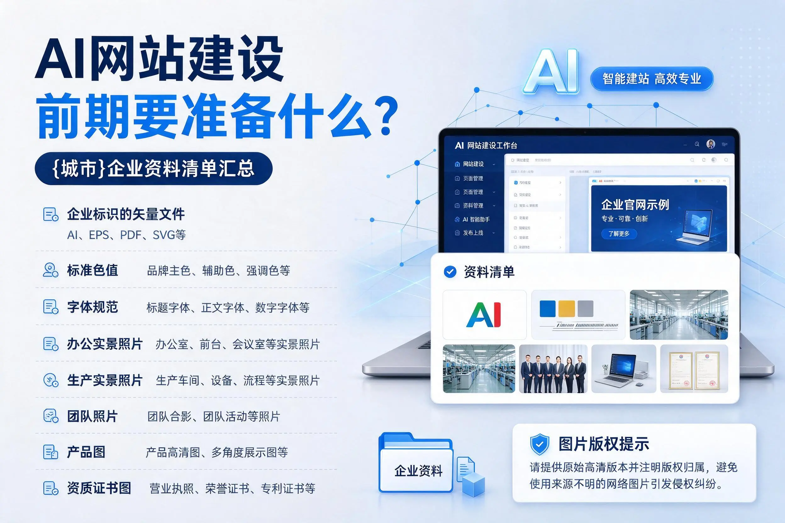 AI网站建设前期要准备什么？三沙企业资料清单汇总