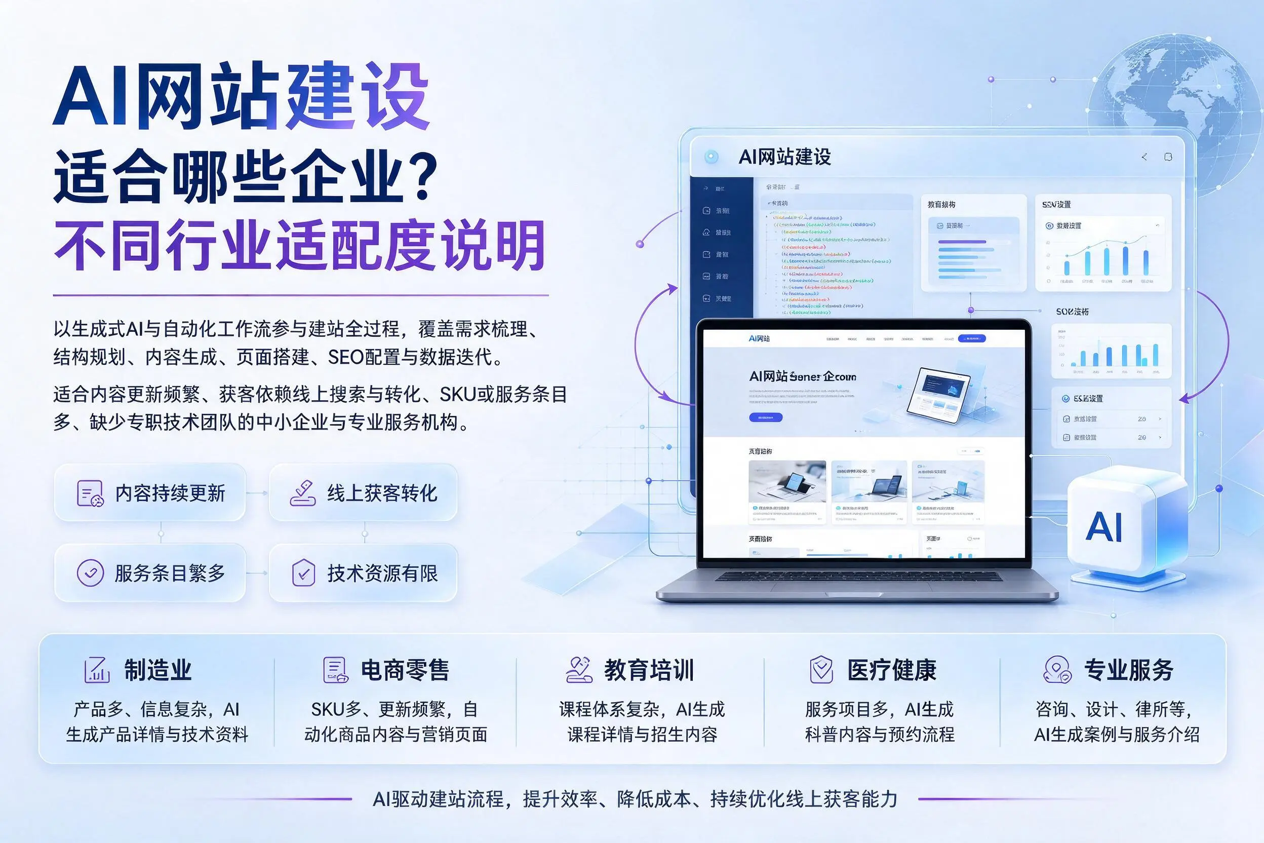 AI网站建设适合哪些企业?三沙不同行业适配度说明